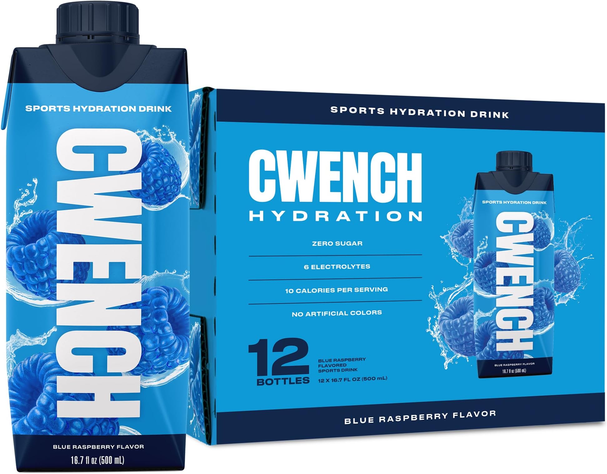 - Ready to Drink Electrolyte Sports Drink, Blue Raspberry Flavor, Zero Sugar Hydration Beverage with B Vitamins, 6 Electrolytes, 16.9 fl oz (Pack of 12)