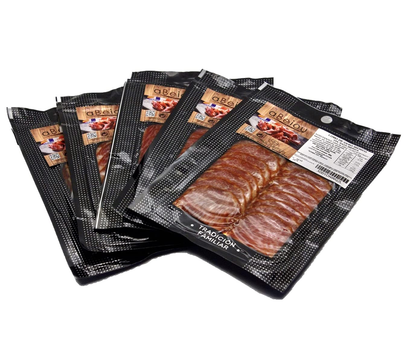 Lomo Ibérico de Cebo Loncheado 50% Raza Ibérica 500 g (5×100 g) — Curación +12 Semanas — Cert. Hycer — Guijuelo Salamanca — aBeiou — view 3