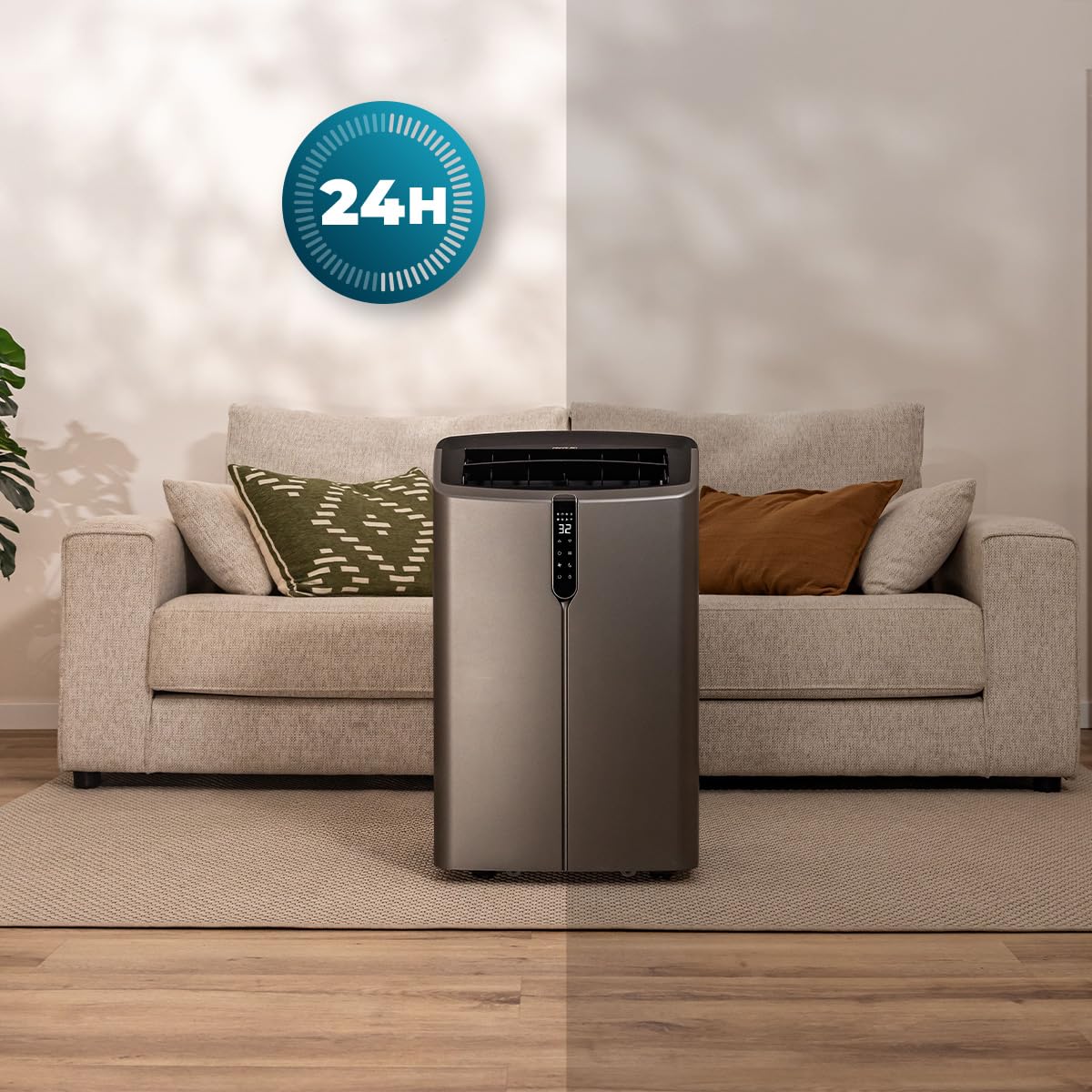 Cecotec Climatiseur Portable avec Pompe à Chaleur et Wi-Fi ForceClima 14800 Nux Heating Connected. 14000 BTU, Télécommande, Écran LED, 5 Modes, 3 Vitesses, Minuterie, Couverture 30-35 m²