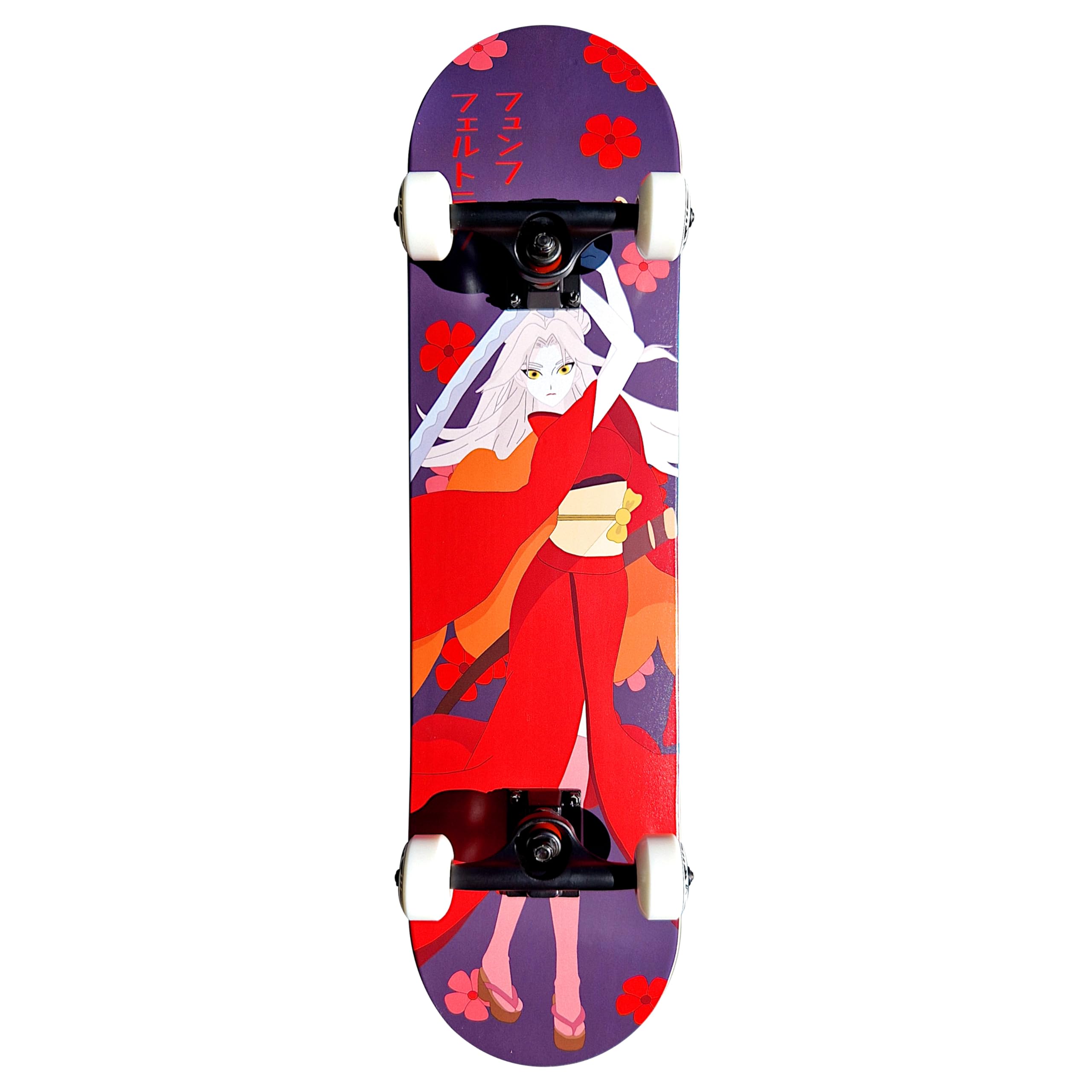 Komplett Skateboard Fina - für Kinder und Jugendliche - 7-lagiges Ahornholz Deck - Medium Concave Standard Popsicle Shape - für Anfänger, Profis, Mädchen & Jungs