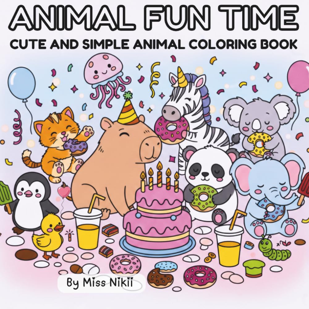 Animal Fun Time: Cute and Simple Animal Coloring Book