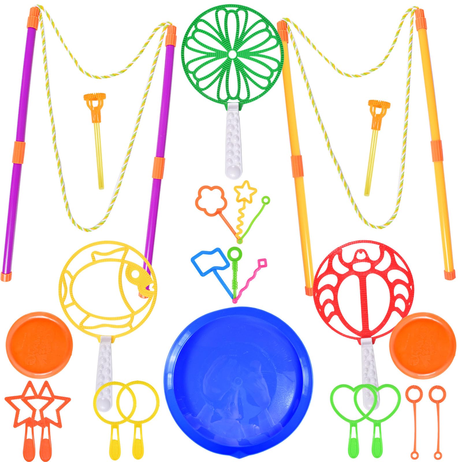 Juego de 24 varitas de burbujas, juego de jabón de burbujas gigante para niños con bandeja, adecuado para fiestas de verano con juegos de jardín al aire libre