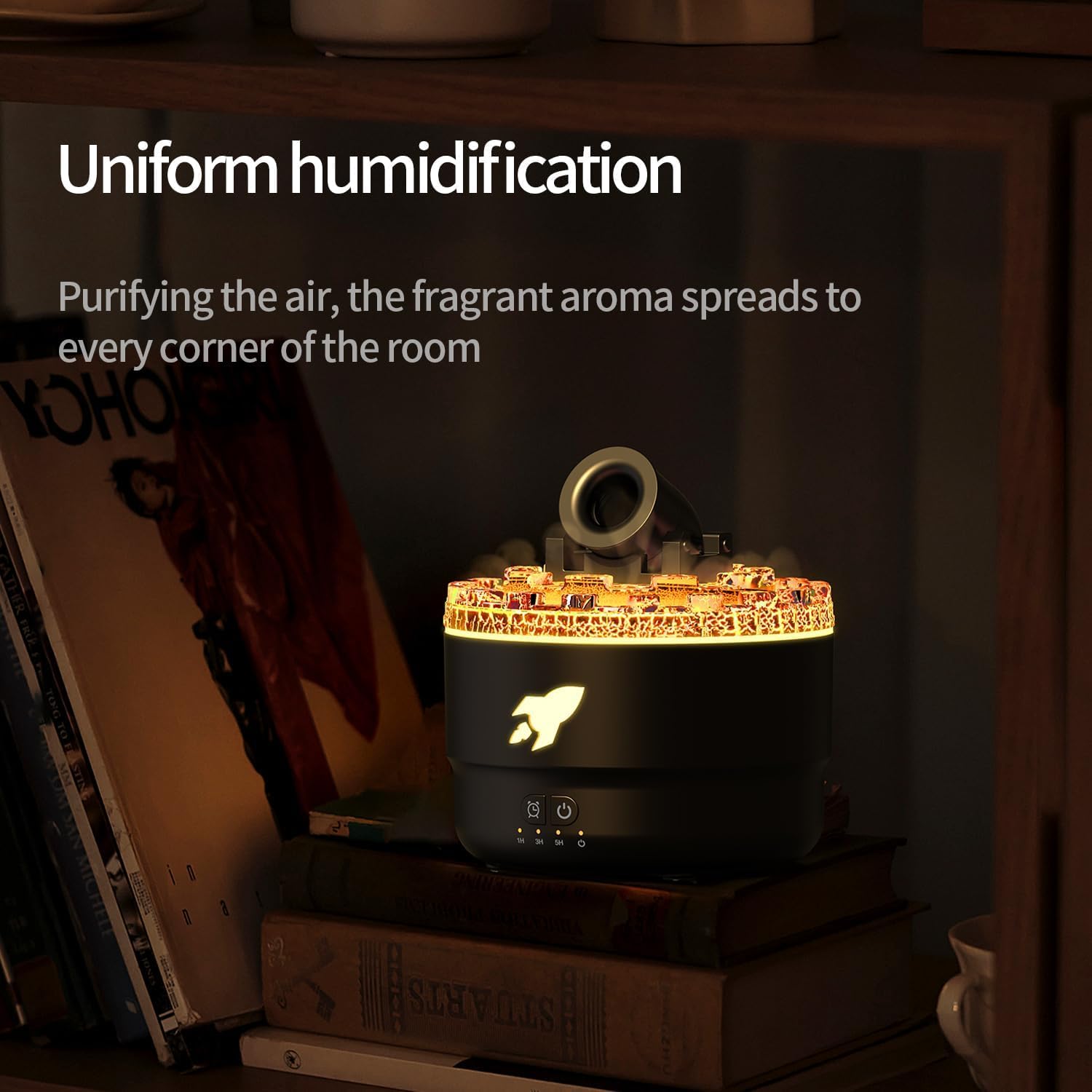 Cannon Blast Aroma Humidifier, 7 Colors LED Vapor Cannon Humidifier Silent Diffuser, 2 Mode Creative Turret Cool Mist Air Aromatherapy Humidifier, Small Desktop Humidifier for Bedroom (black)