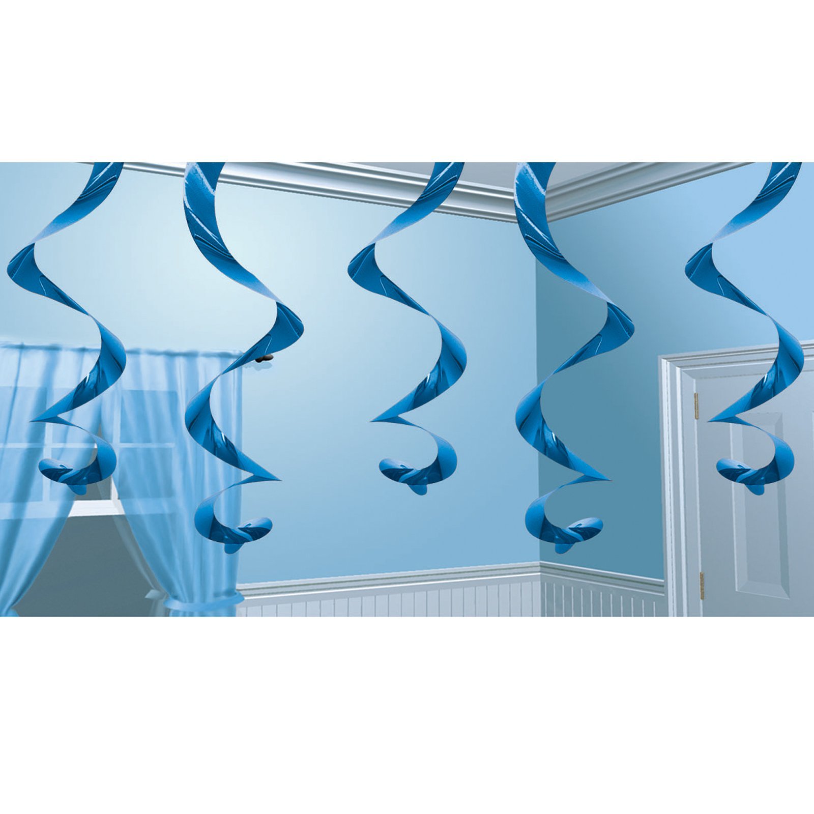 STREAMING SWIRLS DECORATION BLUE 5 COUNT