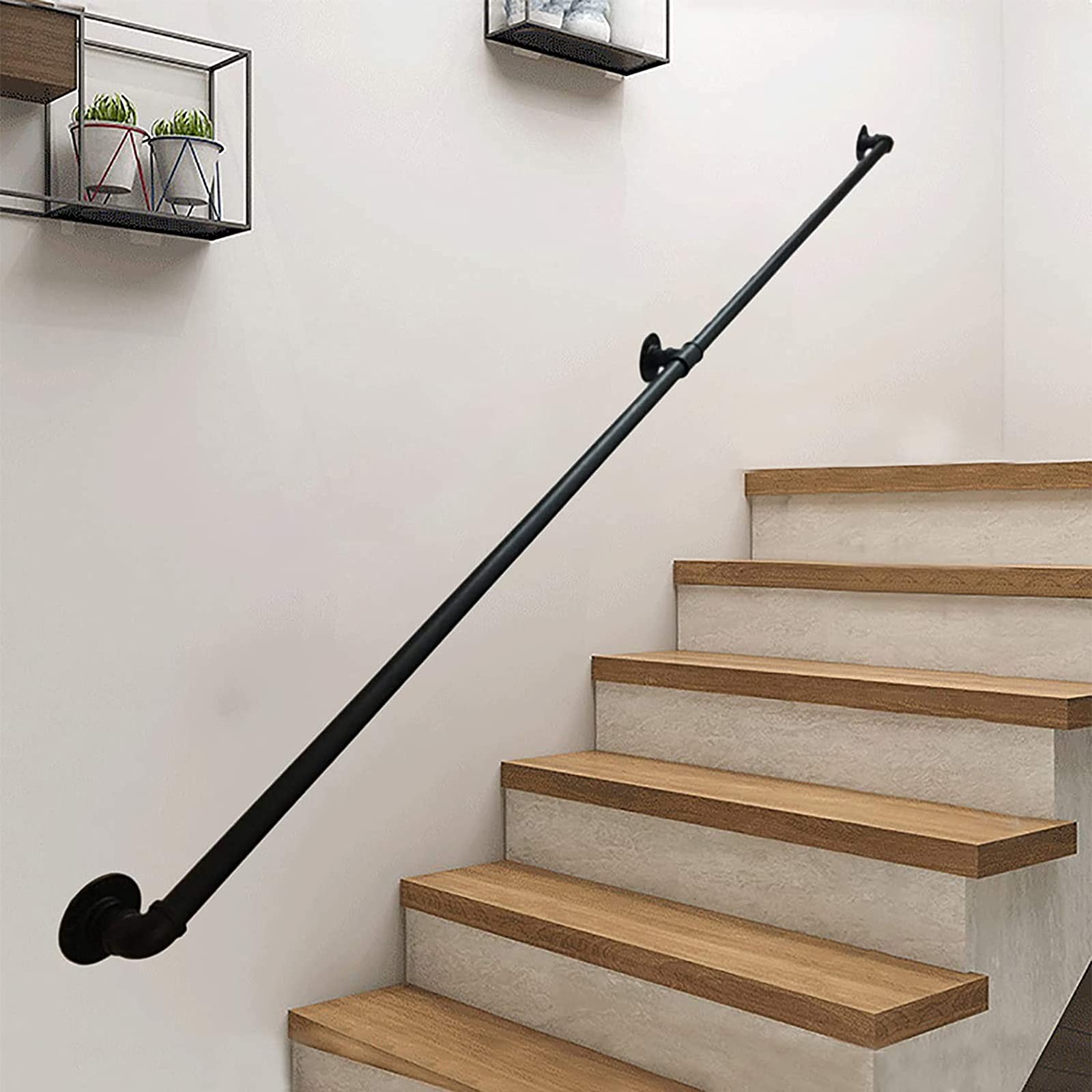 Rampe d'escalier main courante fer forgé 12ft avec support mural et kit complet