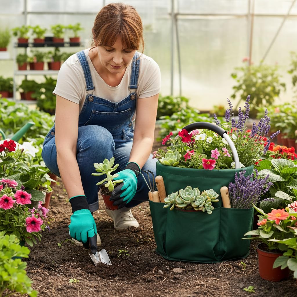 Sacchetti Rifiuti Giardino 300L - 4 Pezzi Riutilizzabili, Verdi, Con