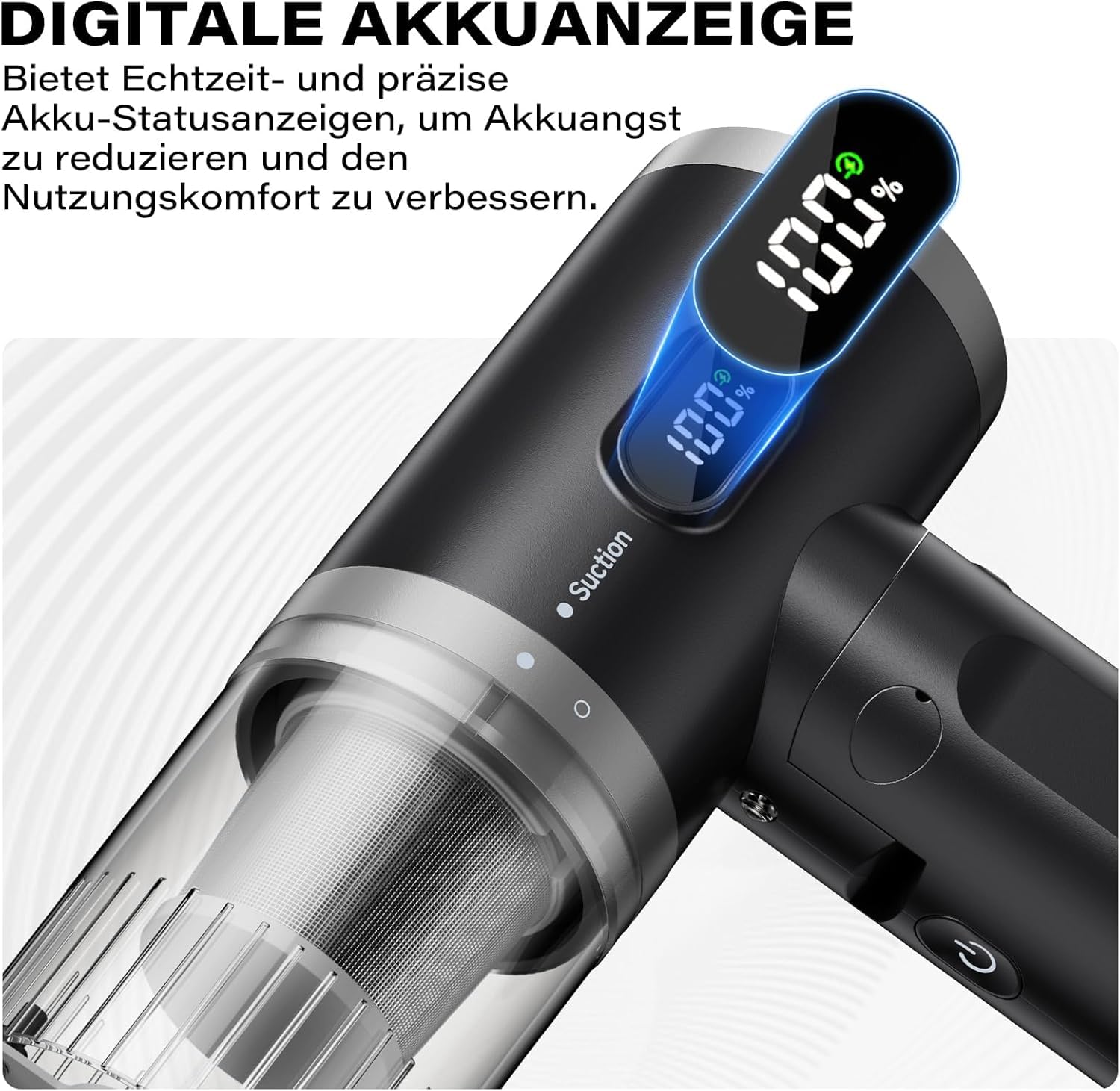 APPS2Car Odkurzacz ręczny, 15000 Pa, bezprzewodowy odkurzacz samochodowy, składany mini odkurzacz samochodowy z mocnym bezszczotkowym silnikiem i 2 filtrami HEPA, przenośny odkurzacz do sierści