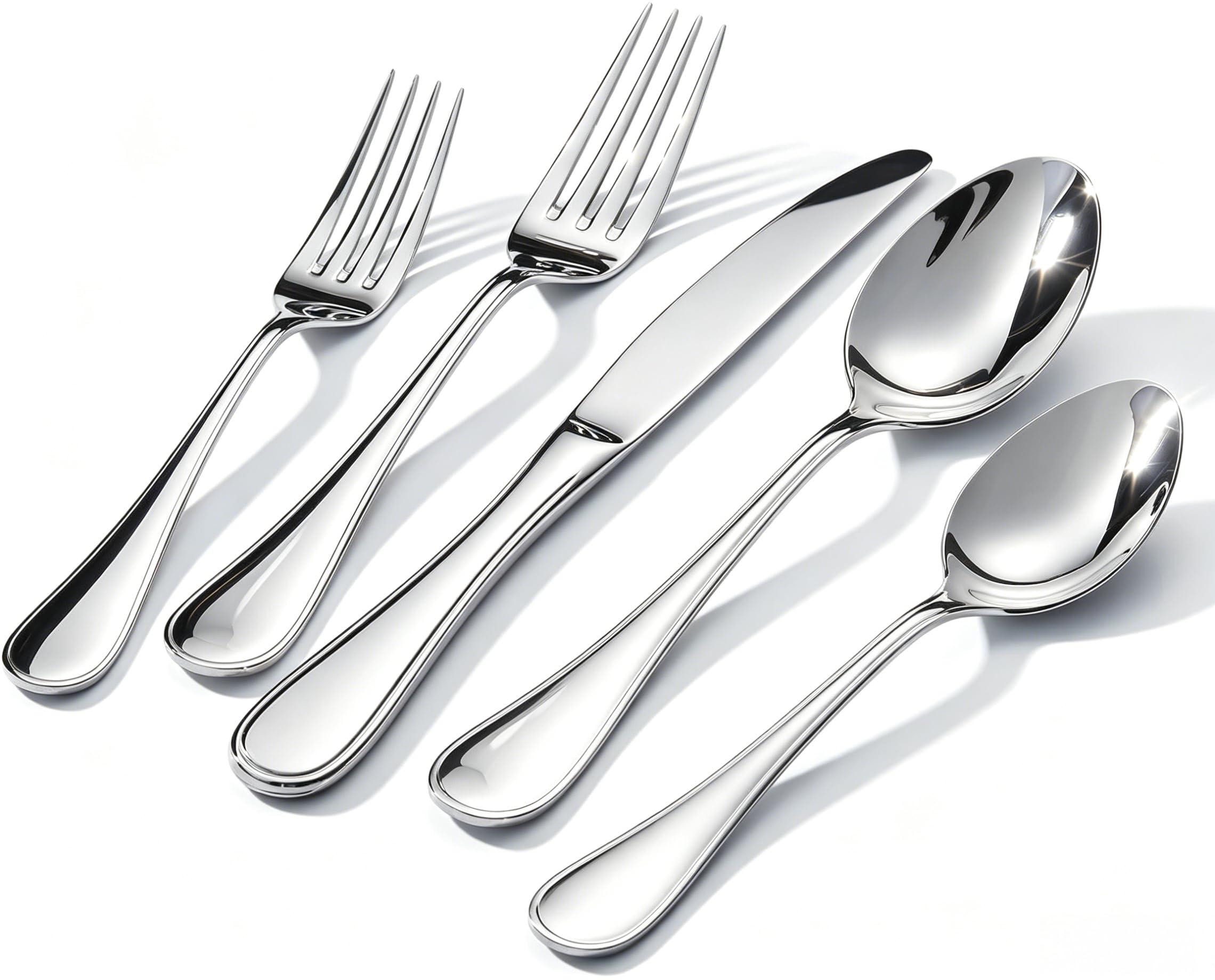 Cubiertos de Mesa 30 Piezas Acero Inoxidable, Set Completo para 6 Personas, Brillante, Resistente y Lavable en Lavavajillas para Cocina y Restaurante