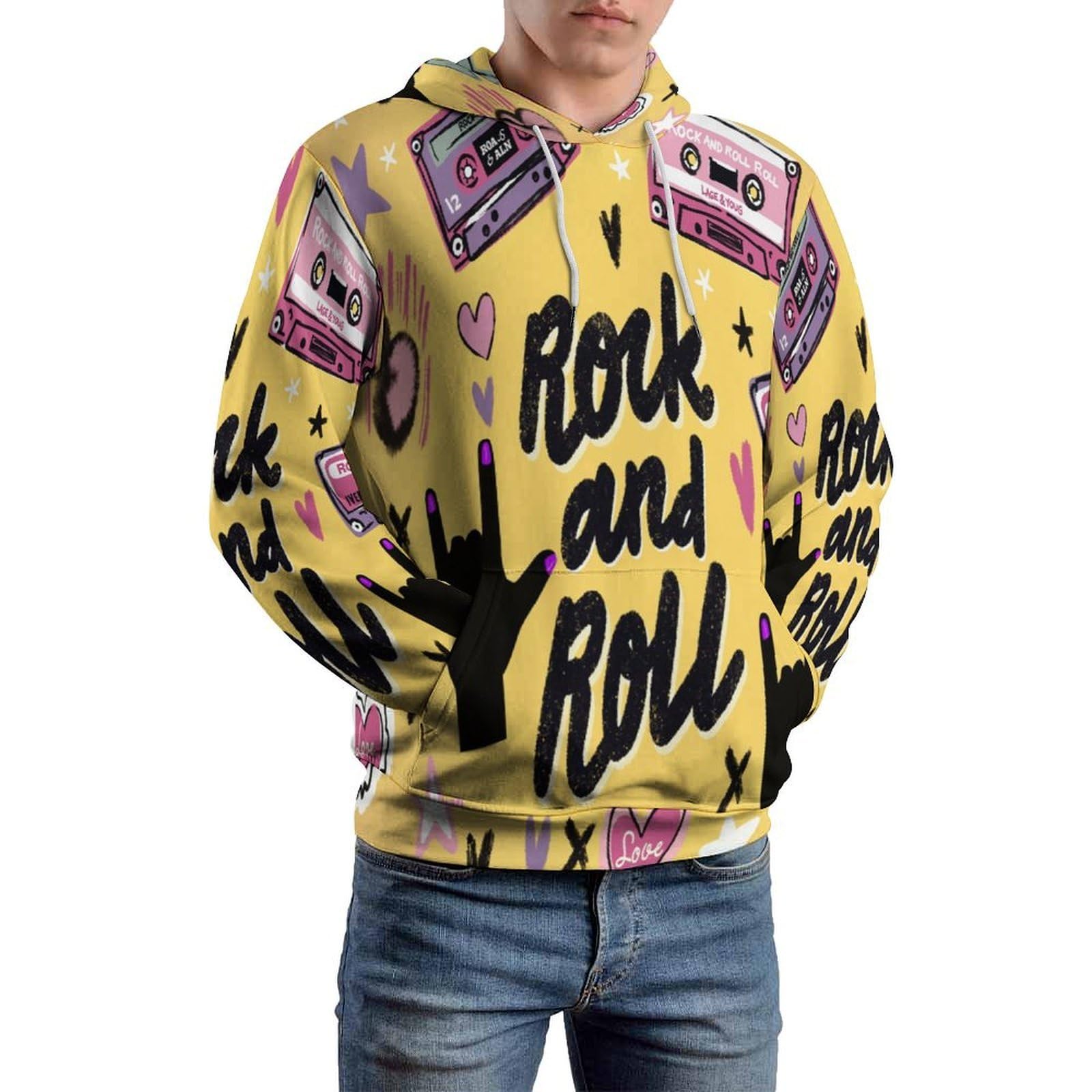 Sweat à Capuche Imprimé 3D Rochers À Bande Magnétique Pull Harajuku Unisexe