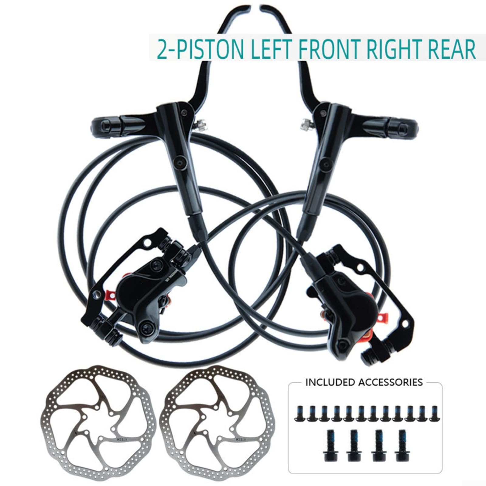 Bicycl Hydrauliczne zaciski tarczowe, bez zacisków, hydrauliczne hamulce tarczowe, rower tarczowy, brak z zestawem dźwigni, wstępnie napełniony (lewy przód prawy tył z 2 szt. do wirnika)