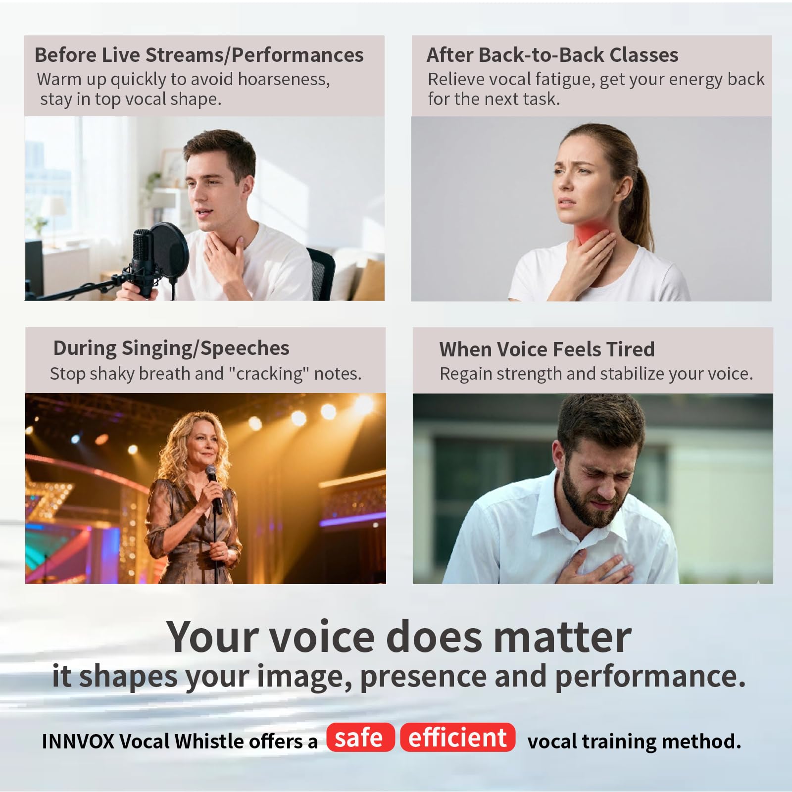 Resistenza regolabile Vocal Trainer Controllo lineare della resistenza Respirazione e Strumento di allenamento vocale per cantanti Allenamento vocale Fischietto per riscaldamento vocale e