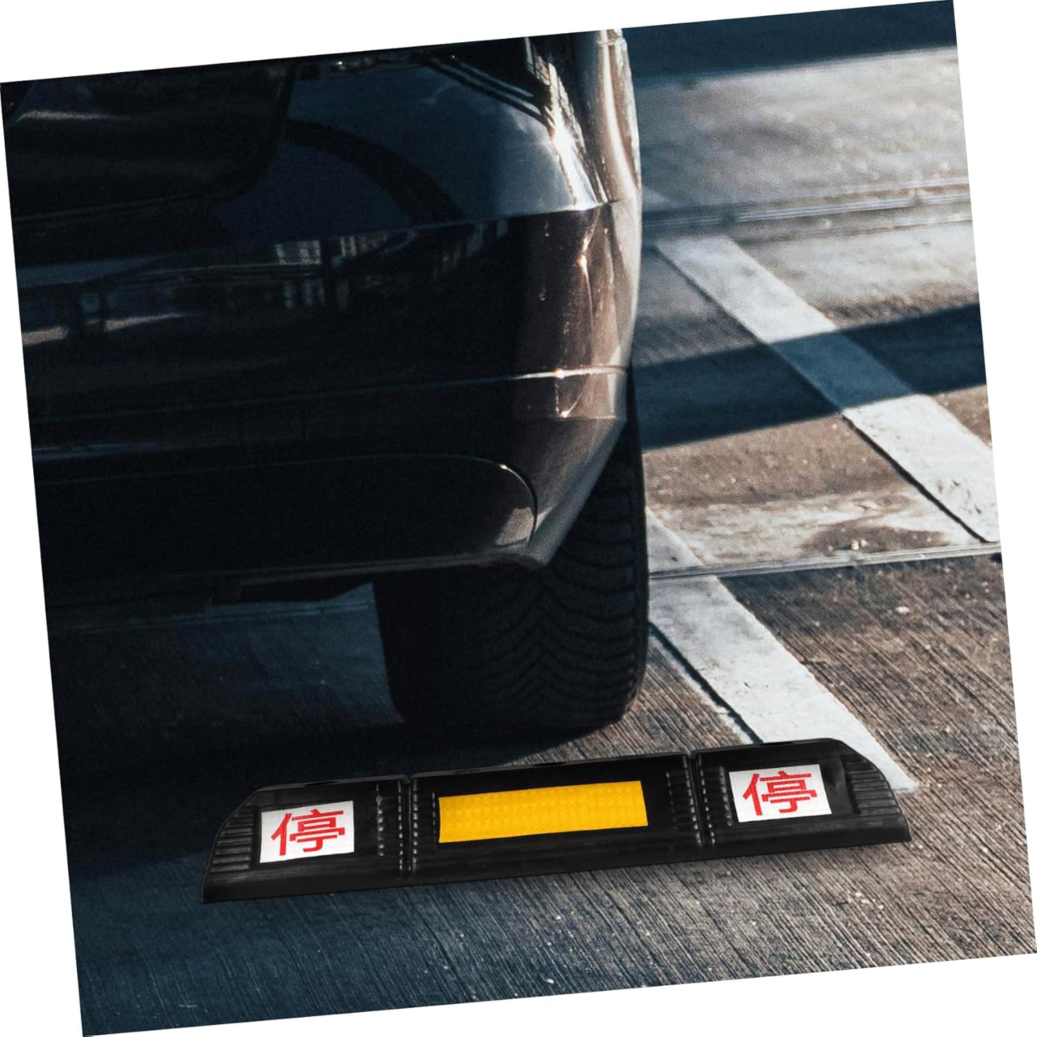 ABOOFAN Heavy Duty Rubber Parking Stopper Durable Driveway Blocker Anti-Slip Texture for Garage Use Double-Stop Design for Vehicle Safety Easy Installation for