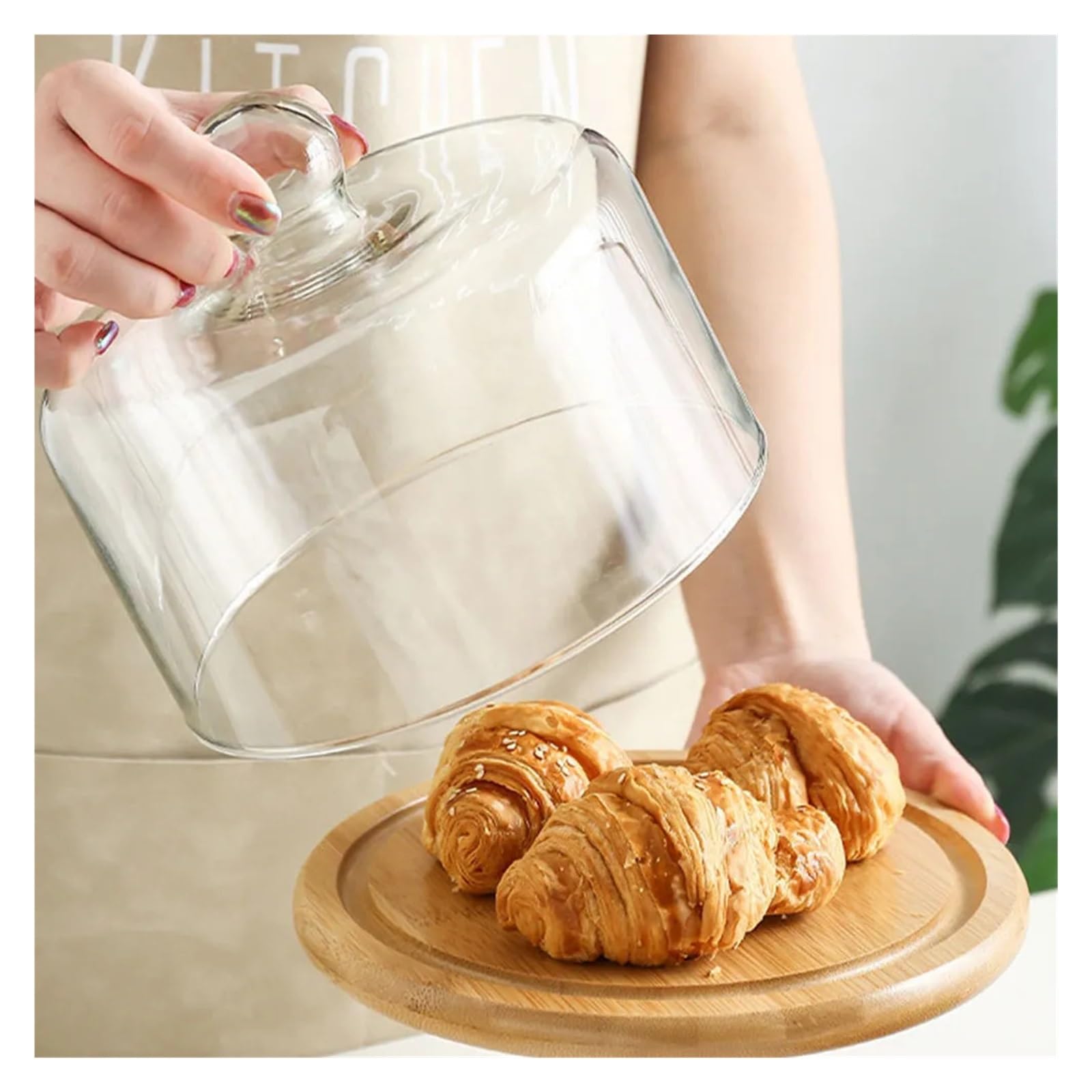 Générique Dôme et assiette à gâteau rond en verre de 21 cm