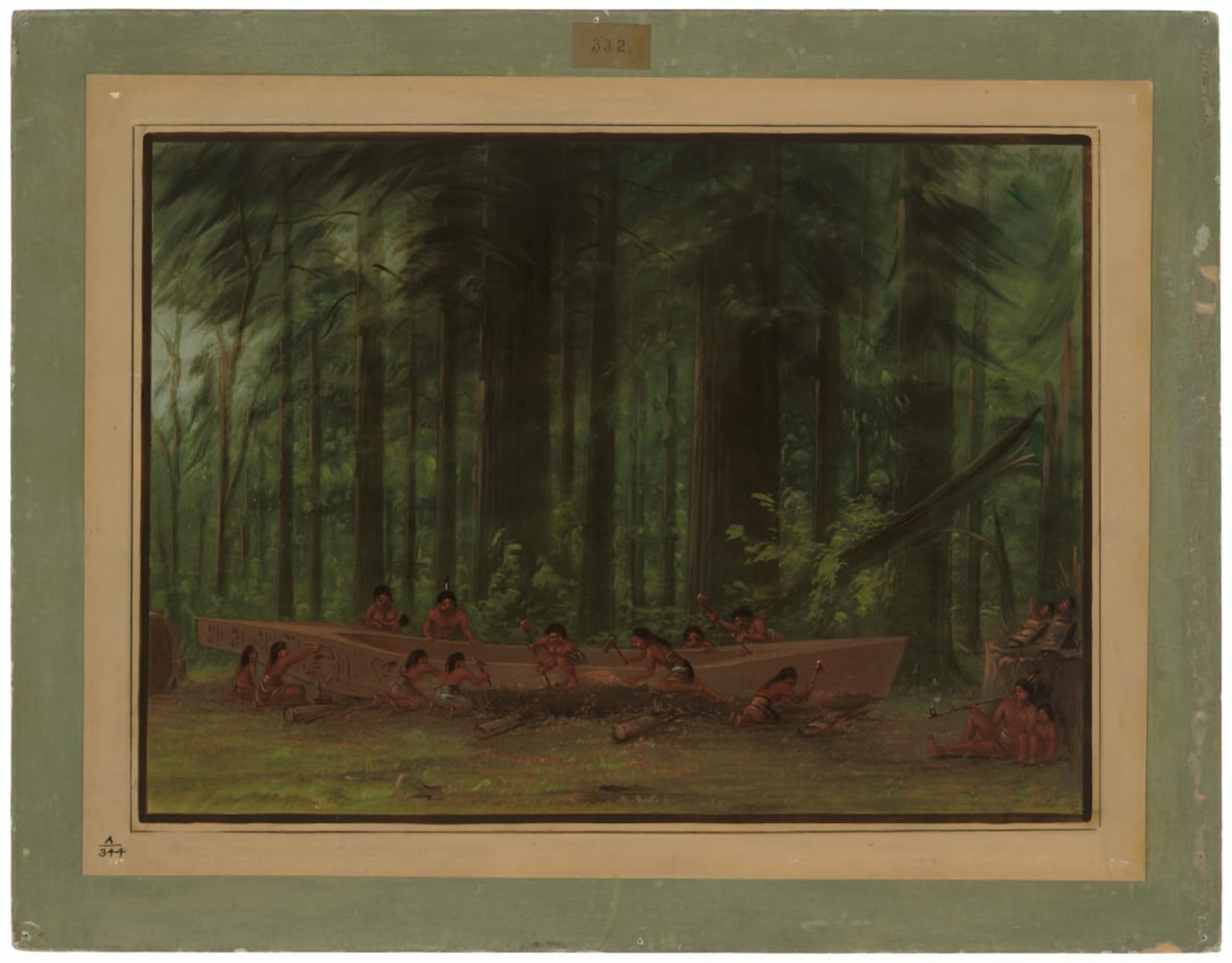 ARTXLXXBN Famous Print Painting Colorful Art Print Excavating a Canoe Nayas Indians by George Catlin Canvas Art Decorations for Home Decor 60x90cm