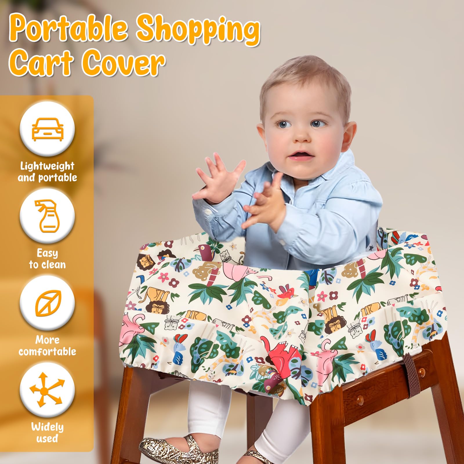 ZJRDYYK Portable Shopping Cart Cover for Baby, High Chair Cover, Baby Grocery Cart Covers, 60 * 40 * 30CM(C)