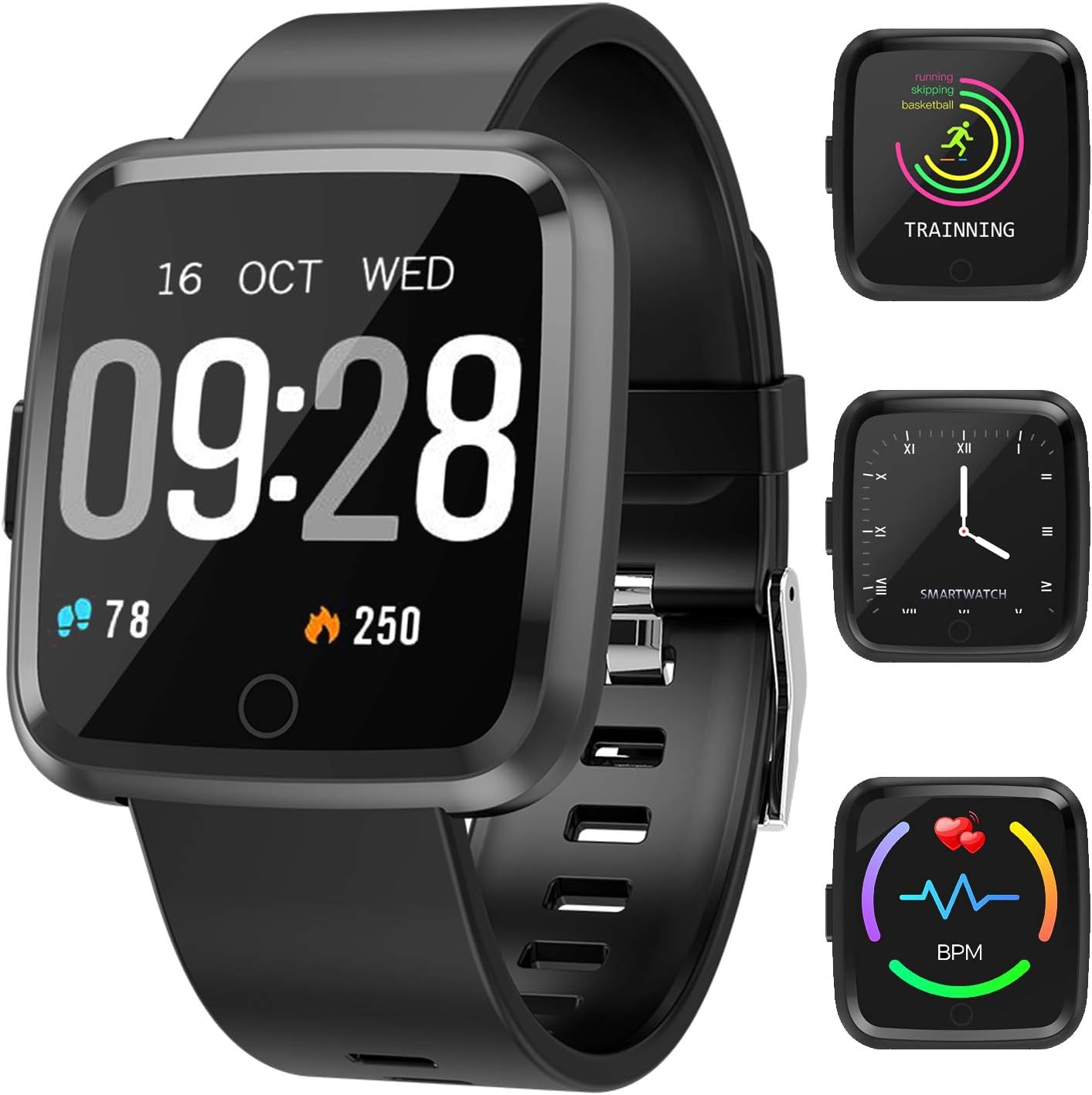 Fitness Tracker, Smart Watch with Heart Rate Monitor, Activity Tracker Blood Pressure Sleep Monitor, Step Counter, IP67 Waterproof Sport Watches Tracker Large Touch Screen for Women & Men