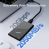 Vista 2 de fanxiang SSD externo portátil de 500 GB, hasta 2000 MB/s, unidad externa de estado sólido USB C, disco duro externo, USB 3.2 Gen2*2 Type-C SSD