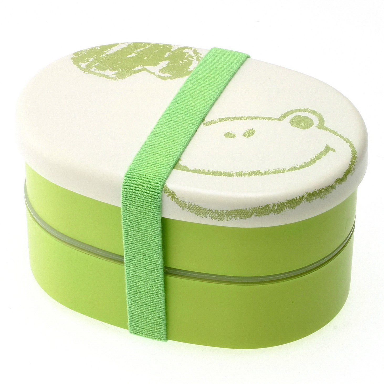 Kotobuki 2-Tiered Bento Box, Green Frog Sketch