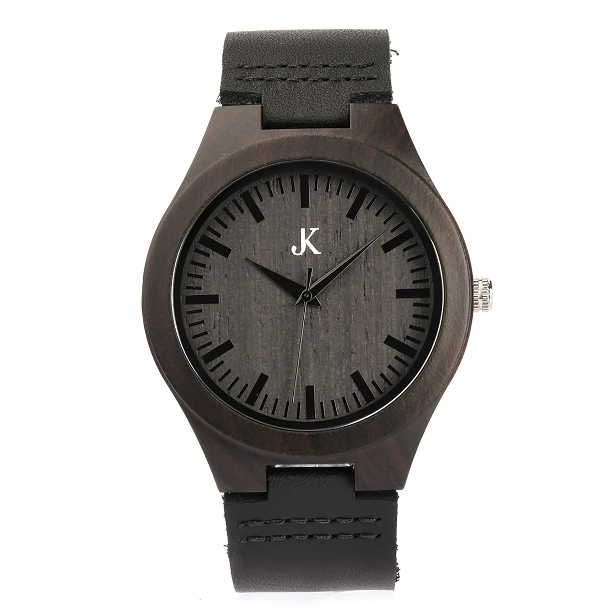 Bobo Bird Orologio da polso in legno di ebano Uomo * black mamba * in marrone/nero orologio al quarzo analogico Con Cinturino in Vera Pelle Fatta a Mano, con scatola regalo
