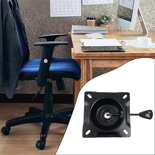 Miniatura 5 de Wealrit Base inclinable para silla de oficina, mecanismo de elevación de control resistente, placa base giratoria negra de 5.3 x 5.3 pulgadas,