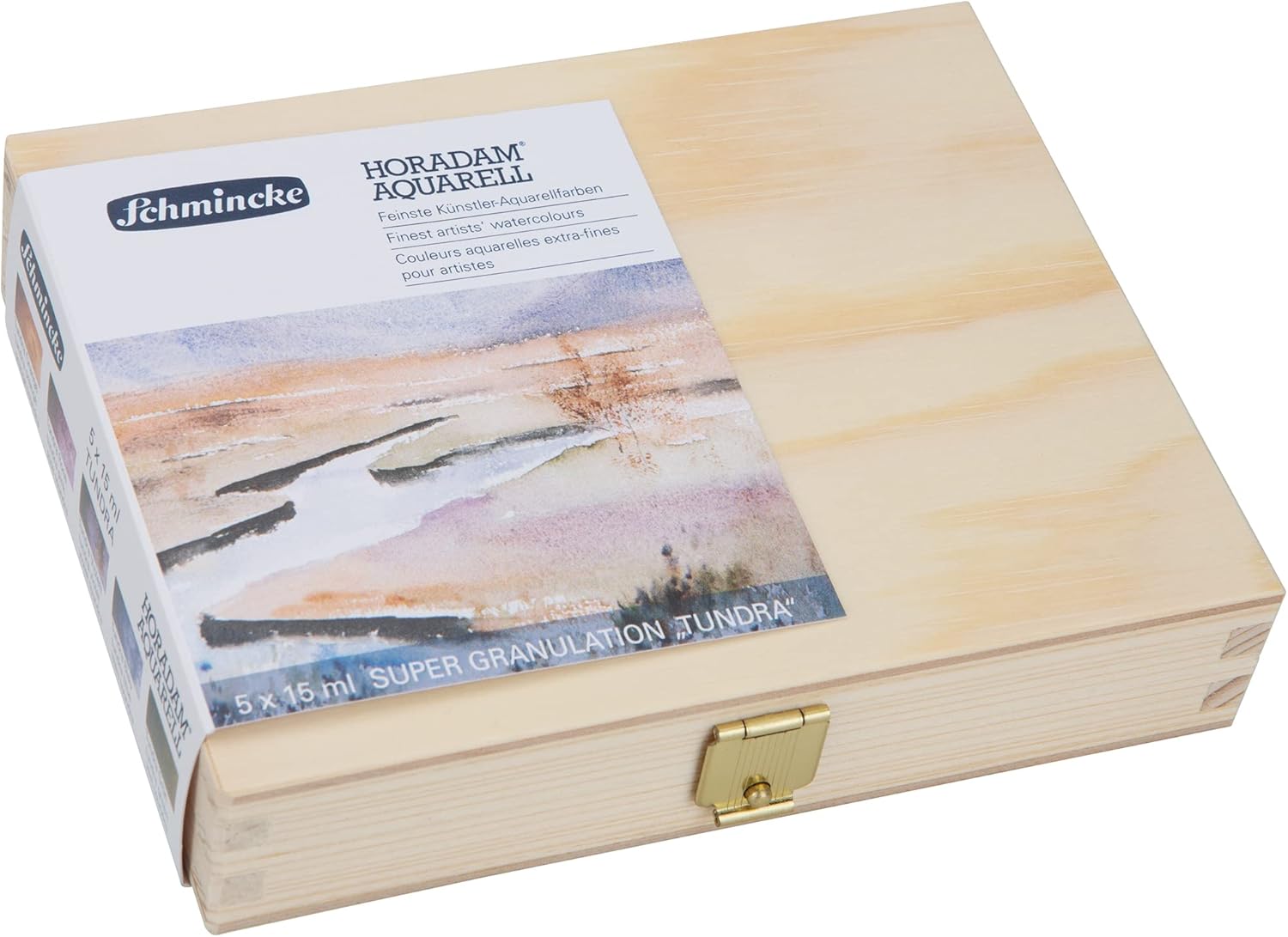 Schmincke - HORADAM® AQUARELL, Super-Granulation Set Tundra, 5 x 15 ml tubes, 74 850 097, wooden box, very strong granulating colors, finest, supergranulating watercolors