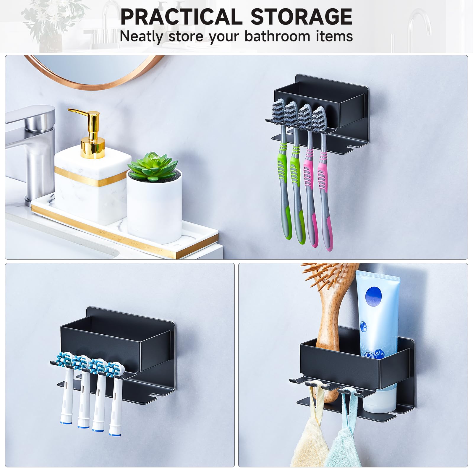 Portacepillos de dientes para baños, soporte para cepillo de dientes eléctrico, soporte de pared para cepillos
