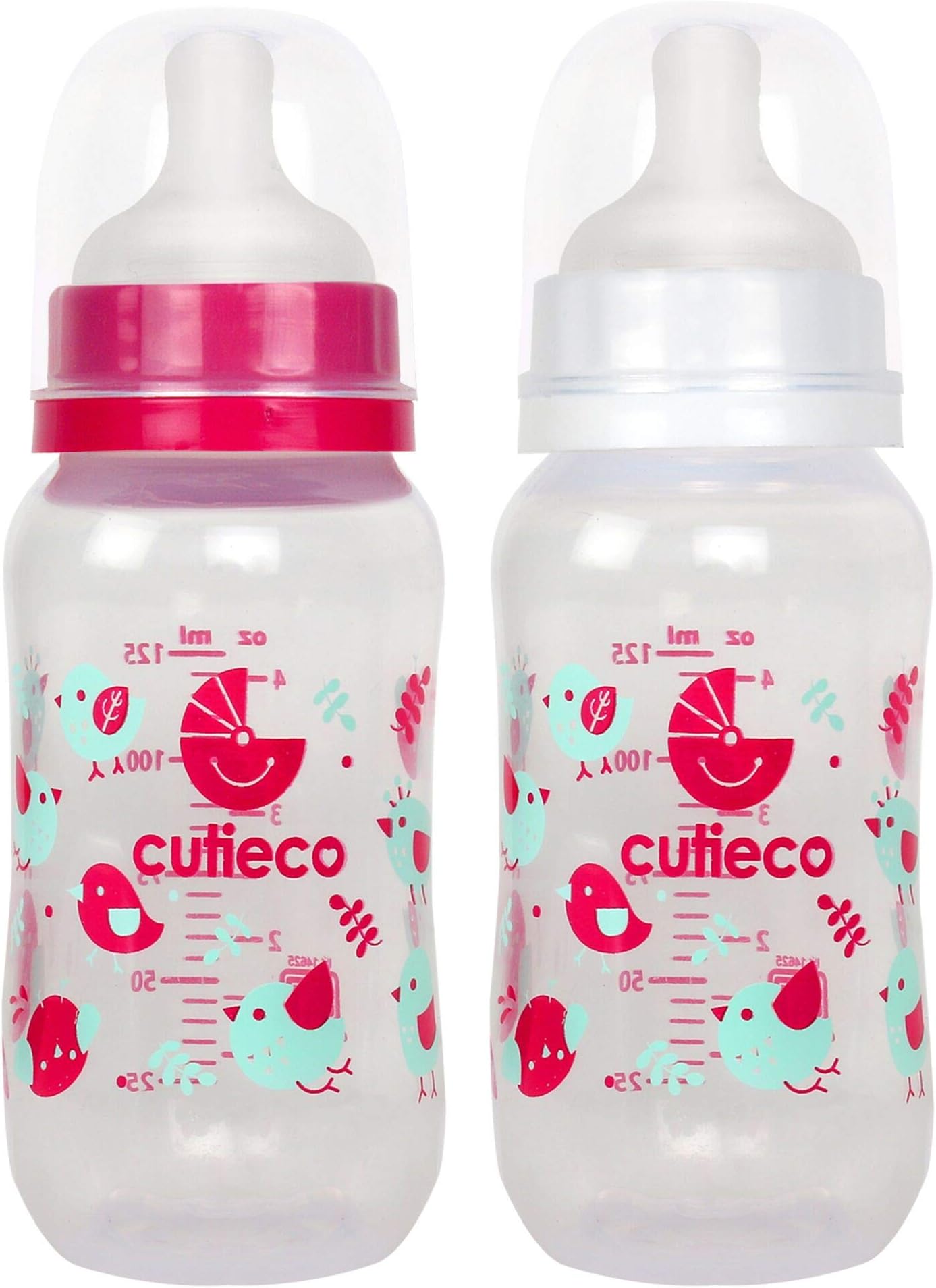 Cutieco 125 ml Round Shape Baby Feeding Bottle, Multicolor - (Pack of 2)