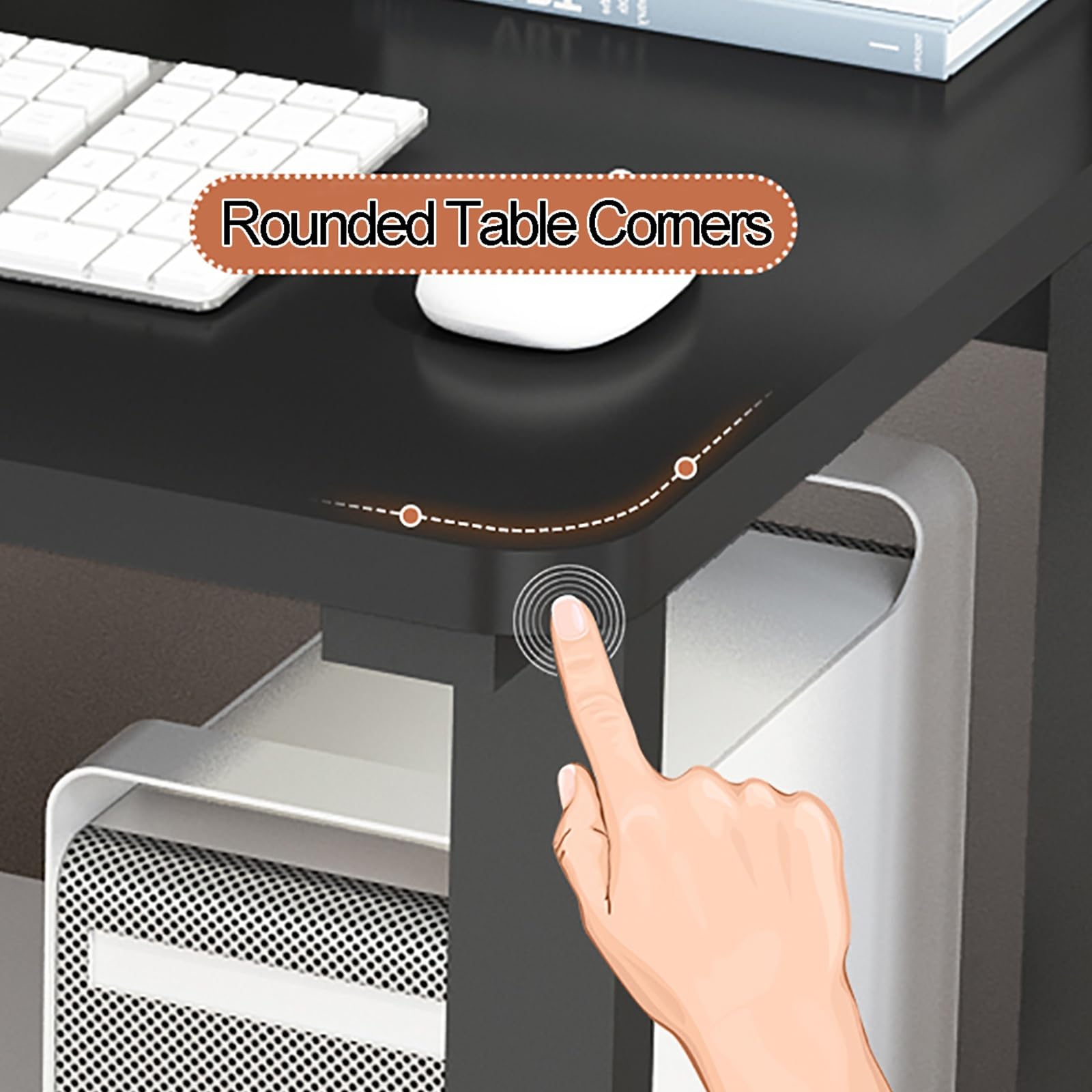 Folding Computer Desk With Rolling Wheels And 3 Drawers For Home Office