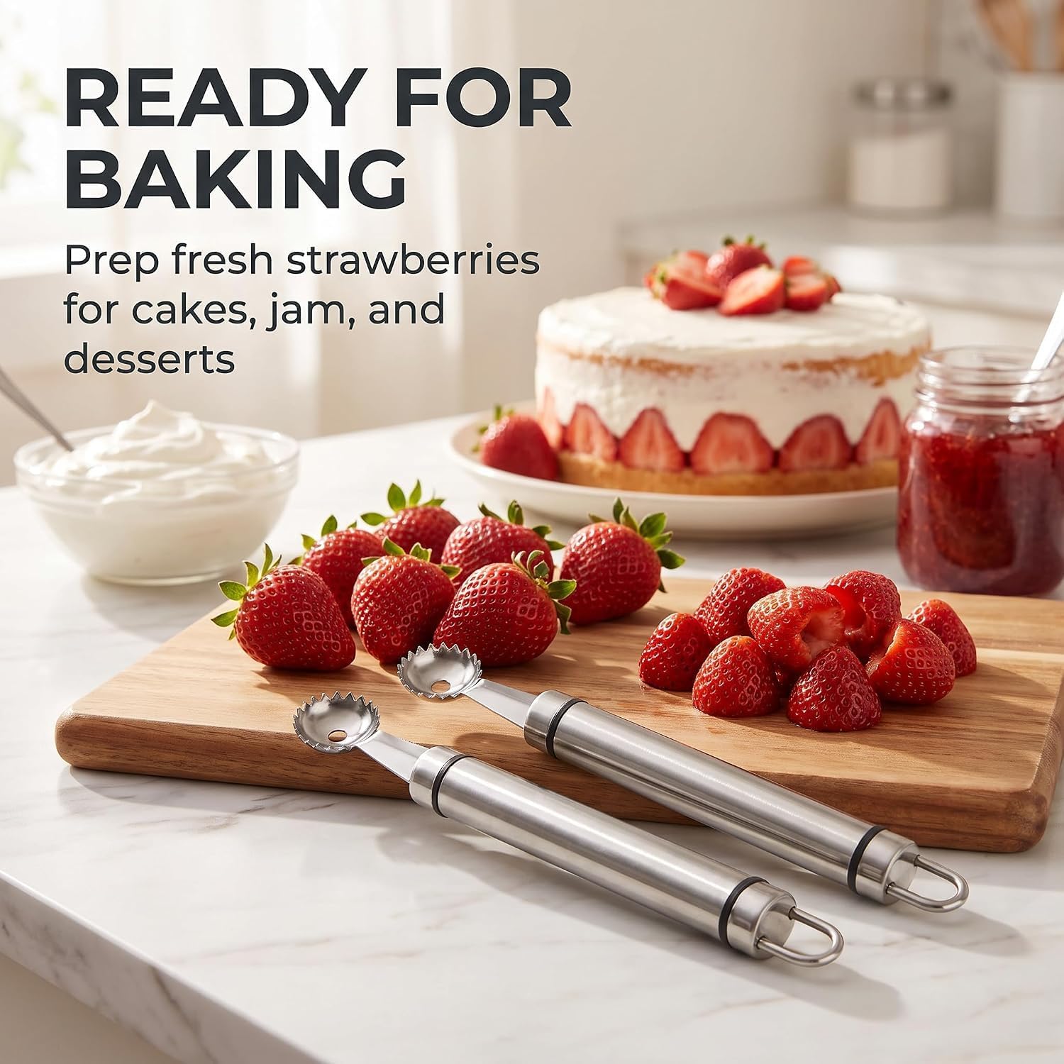 Stainless Steel Strawberry Huller and Tomato Stem Corer Tool Multi-Function Stainless Corer and Pitter Remover for Strawberry Gadgets Kitchen Tool Blade Craft Fruit Tools Fruit and Vegetable Corers