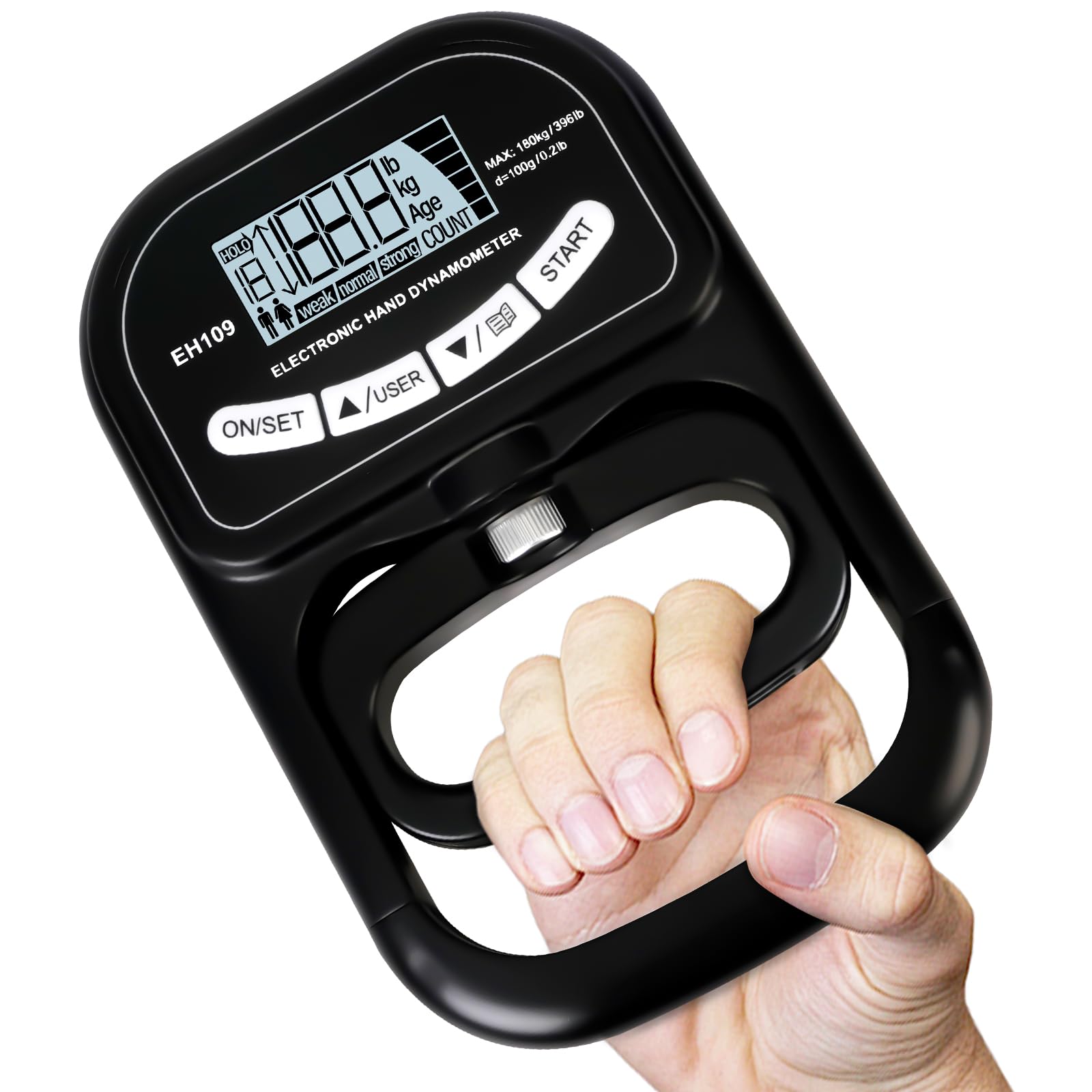 Digital Hand Strength Gauge, 396 lb/180 kg Electronic Grip Strength Gauge, Adjustable Hand Dynamometer with LCD Display, 19 Sets Single Plates Grip Strength Trainer with USB Charging Cable
