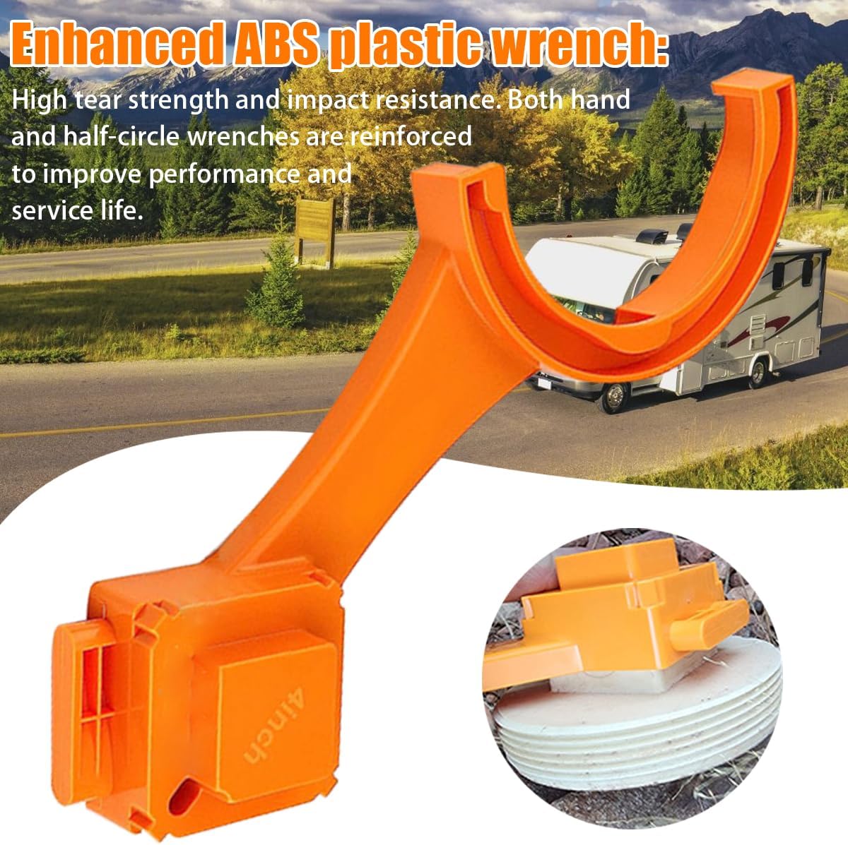 AUCELI 2PCS RV Sewer Hose Wrench, Fits Most 3 Inch and 4 Inch Male/Female RV Sewer Caps, Multi Tool Spanner Wrench Set for Connect and Disconnect Sewer Hose Fittings Easily, Camper RV Accessories