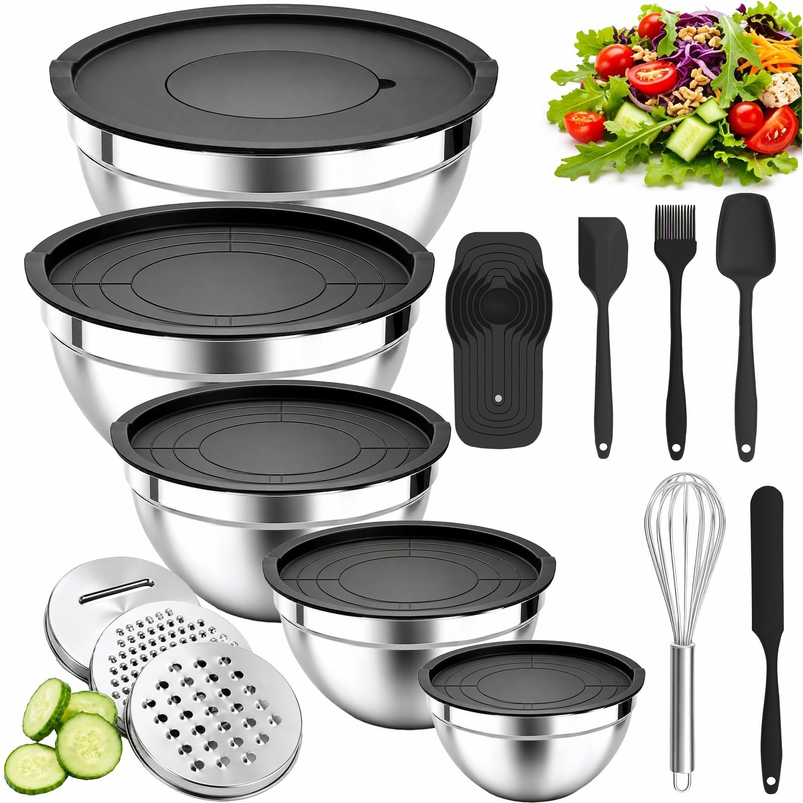 nifogo lot de 19 saladiers avec
