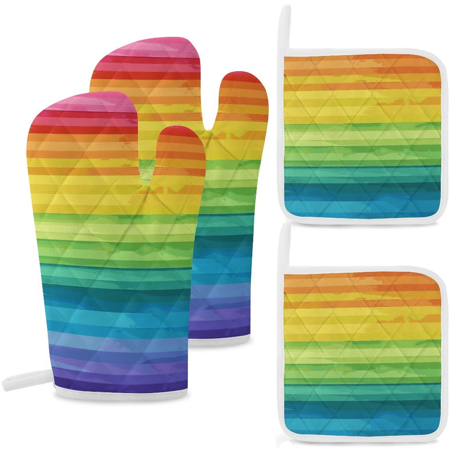 Lot de 4 maniques gants de cuisine et barbecue isolants et colorés