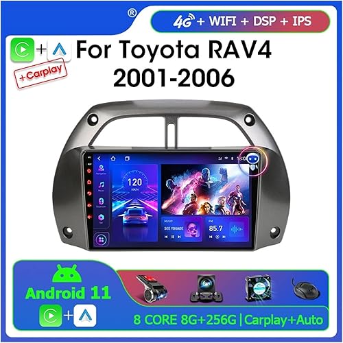Miniatura 2 de Radio de coche Android 11 de 2 DIN compatible con Toyota RAV4 Rav 4 2001 2002 2003 2004 2005 2006 reproductor de video multimedia navegación Carplay