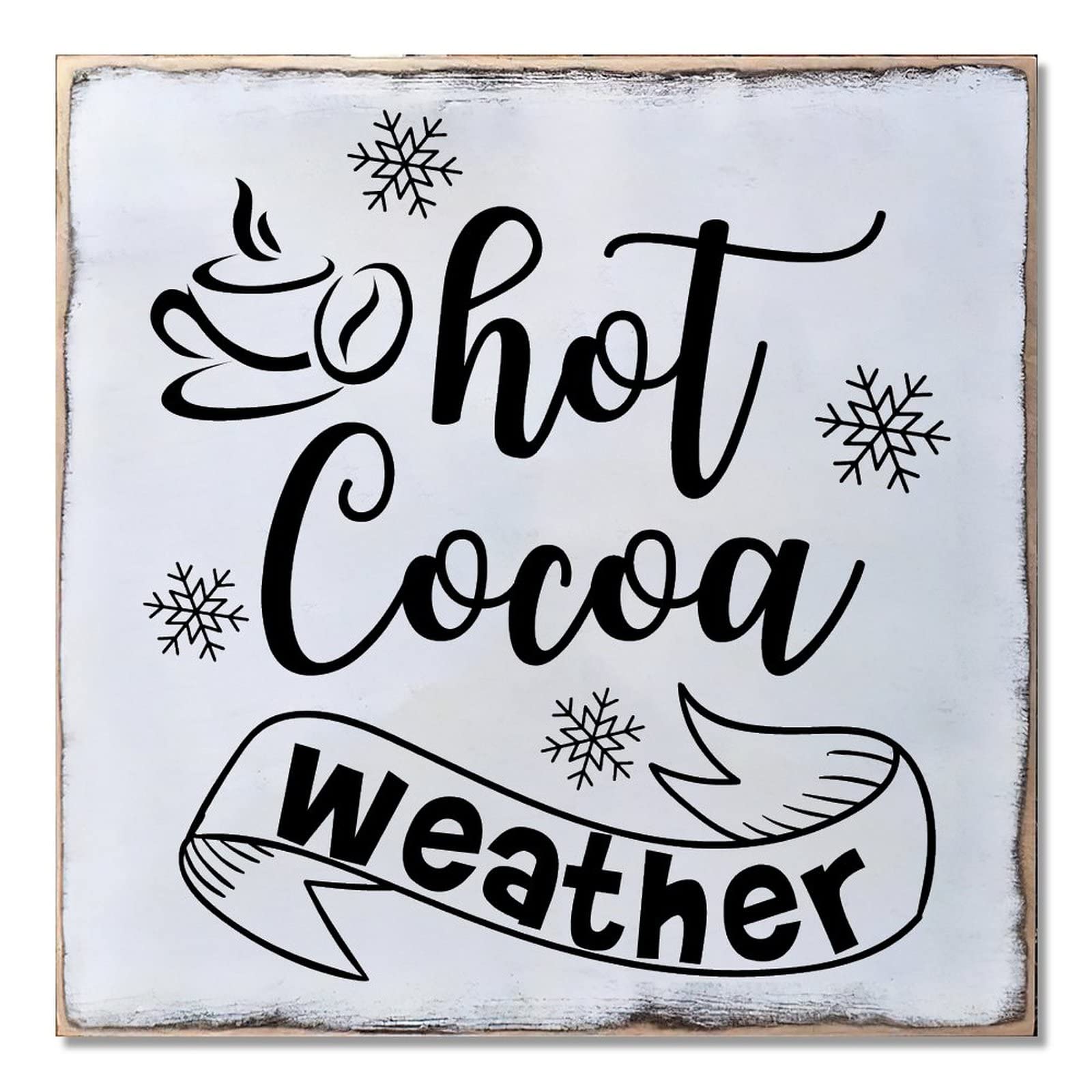 Panneau de porte décoratif Hot Cocoa Weather pour Noël, suspension carrée 40,6 cm