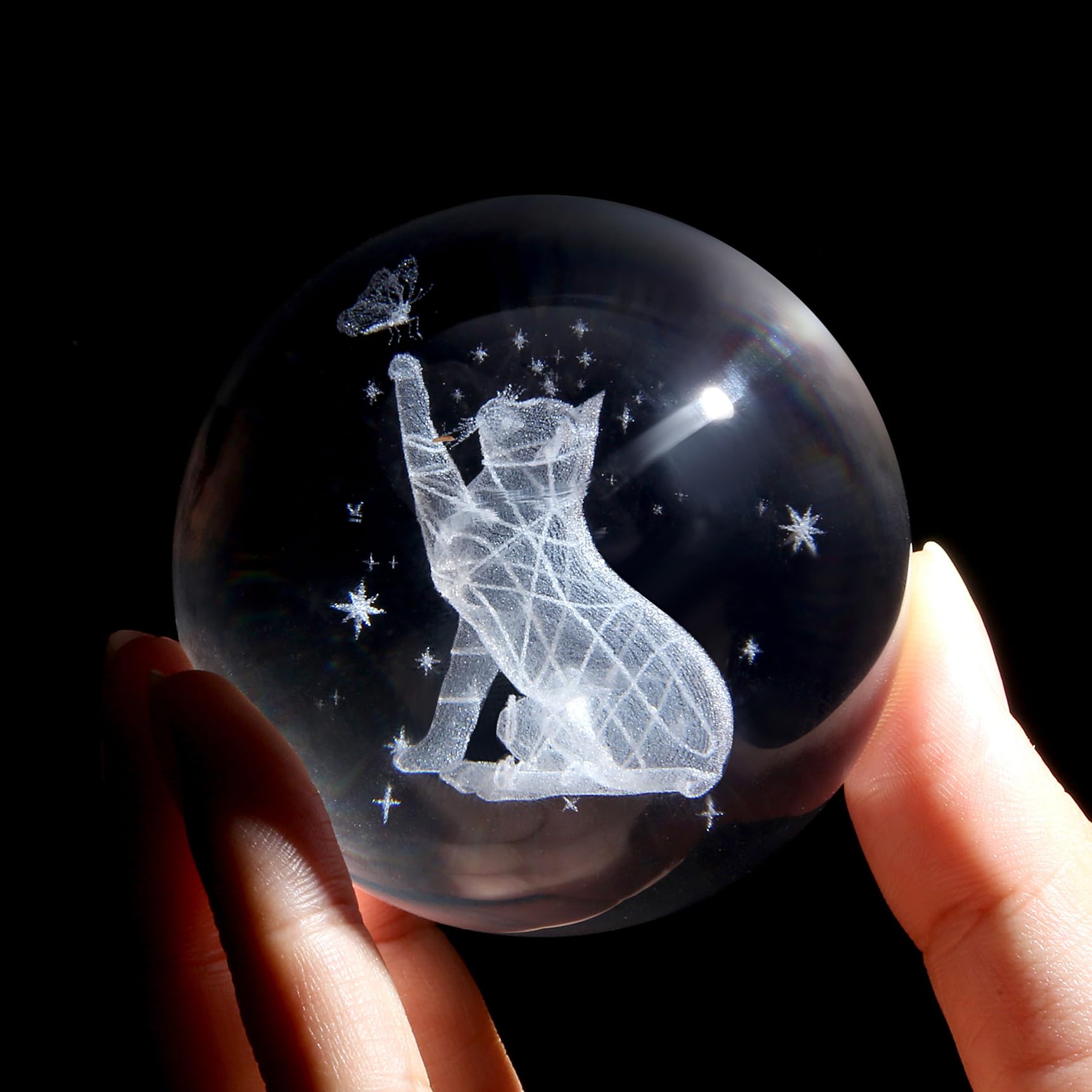 XIANNVXI 3D 60mm Cat Crystal Ball Ornament Paperweight Cat Presents for Women Memorial Gifts Themed Gifts Cute Bedroom Decor Decoration for Bedroom Cute Stuff - Image 2