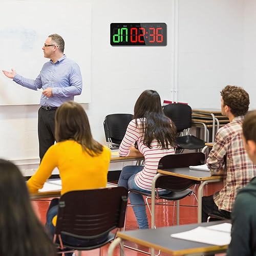Miniatura 7 de PELLOR Reloj temporizador de gimnasio, temporizador de intervalos con pantalla de modo de función, cronómetro USB enchufable de cuenta Verde y