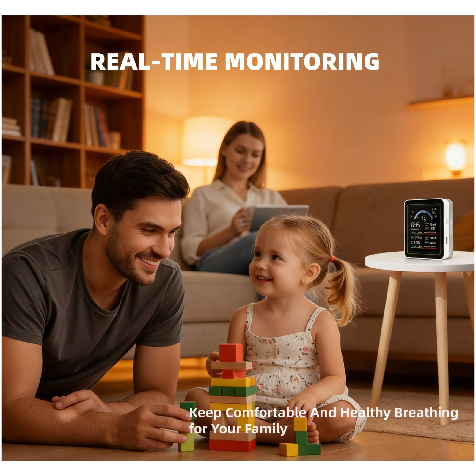 Cuifati 6 in 1 Professioneller Innenluftqualitätsmonitor Tragbarer CO2-Monitor für den Innenbereich |HCHO |CO-Monitor |TVOC |PM2,5 |PM10 |- Monitor für Saubere Luft in Geschlossenen