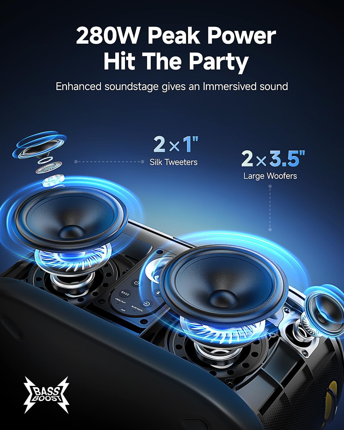 Ikarao Karaoke Machine for Adults, with Lyrics Display, 10.1" Screen, 280W, 2+2 Channel, 2 Wireless Microphone, Autotune EQ, Self-Charging, Portable Home Karaoke System with KaraFun Prime, HDMI for TV - Image 2