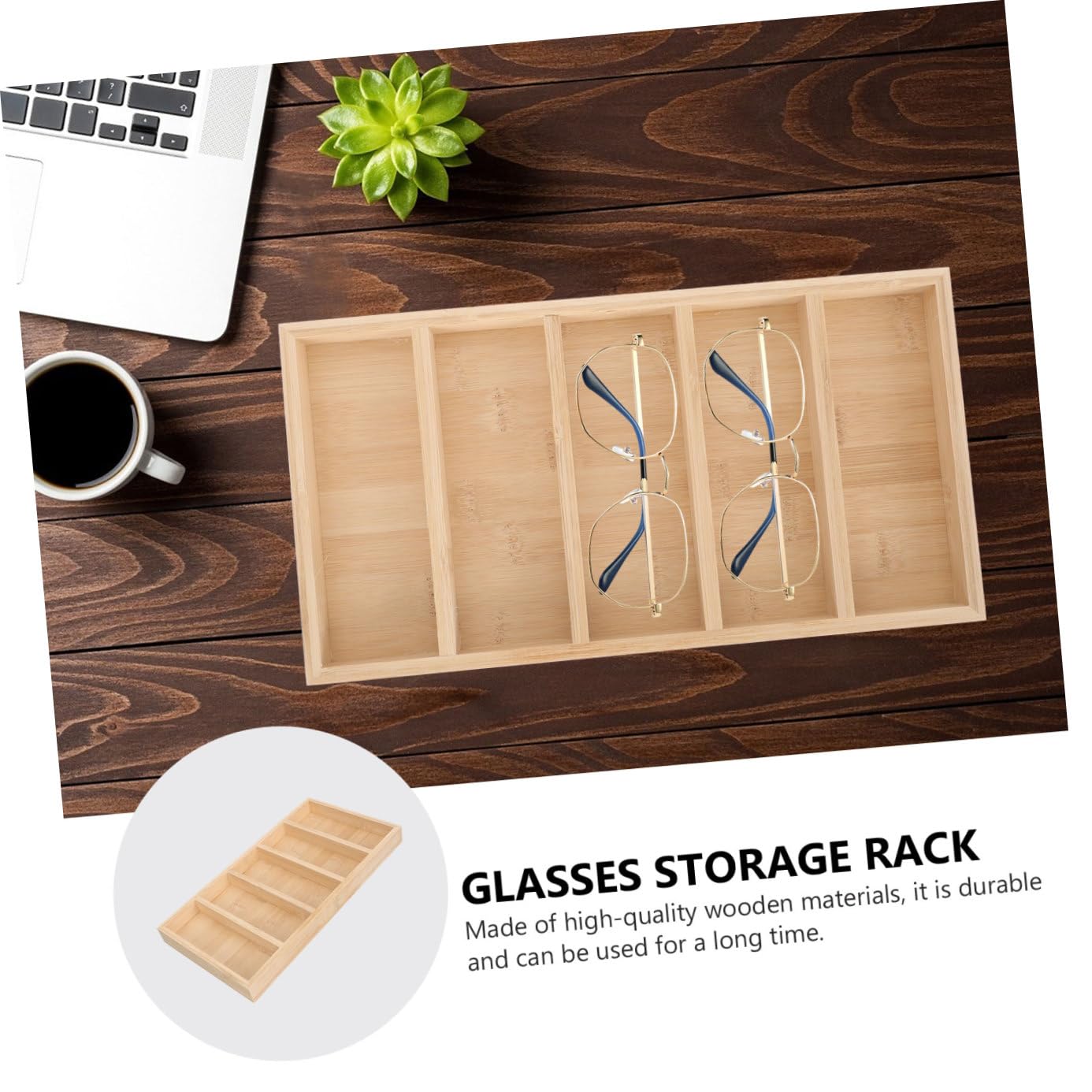 Vassoio Porta Occhiali in Legno Multiscomparto Custodia per Occhiali da Sole e Vista Resistente Supporto Stabile per Casa e Negozi Set da 5 Pezzi