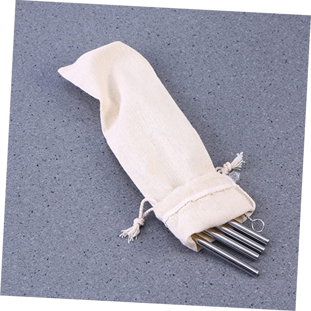 6pc Reusable Straws Bulk Straw Holder Travel Pouch Cotton Bag Storage Bag Carrying Case