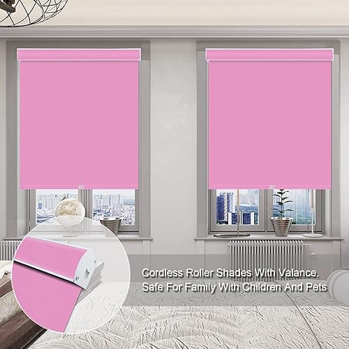 Vista 84 de Yin Yang Persianas opacas con cenefa inalámbrica, cortinas de tela filtrante de luz UV blanca, persianas enrollables con cenefa de metal cubierta