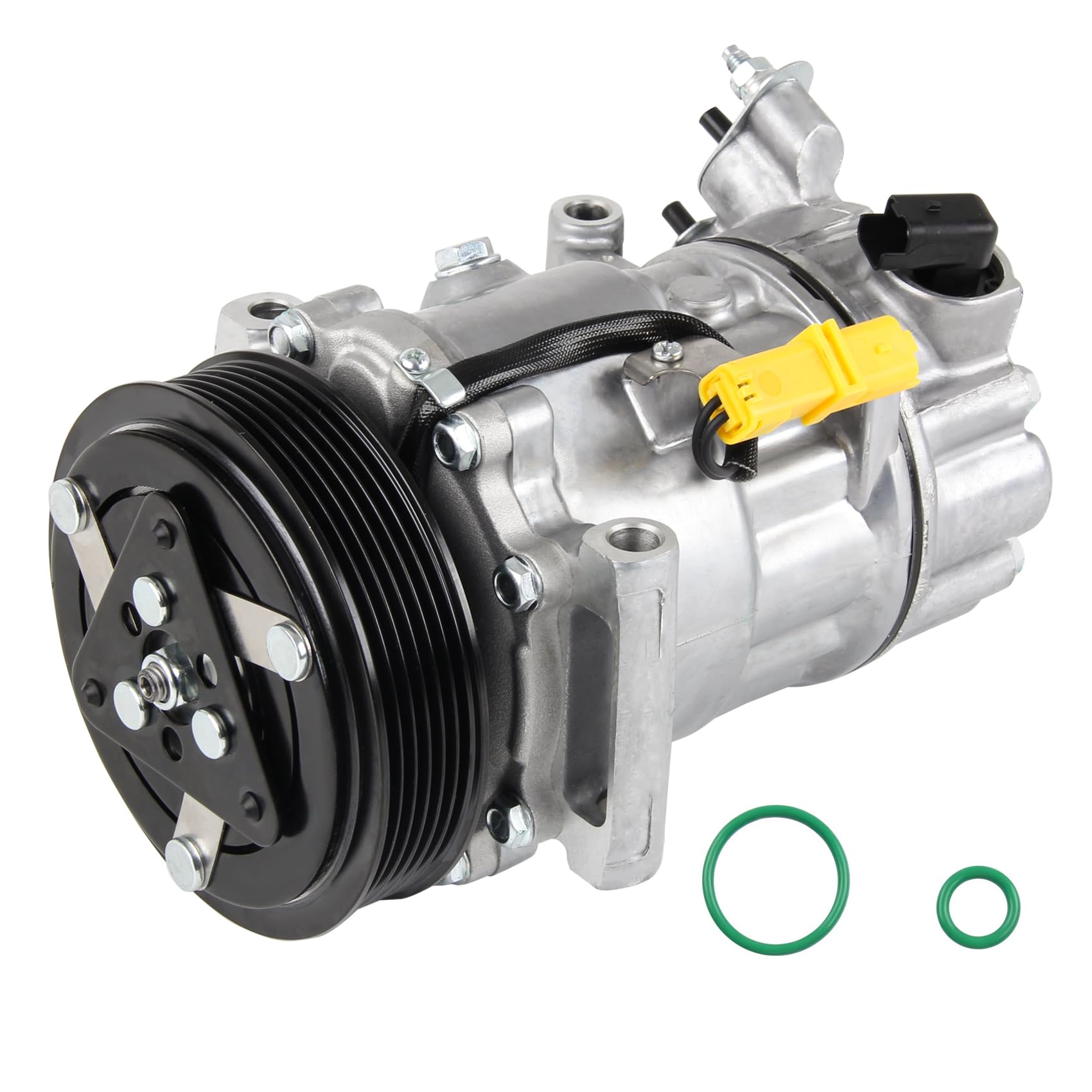 DOCAS Compresor de aire acondicionado 6453QJ 9659875780 compatible para Citroën Berlingo B9 C3 Picasso C4 I C5 III DS3 Peugeot 207 WA WC 208 307 308 5008 PARTNER Tepee