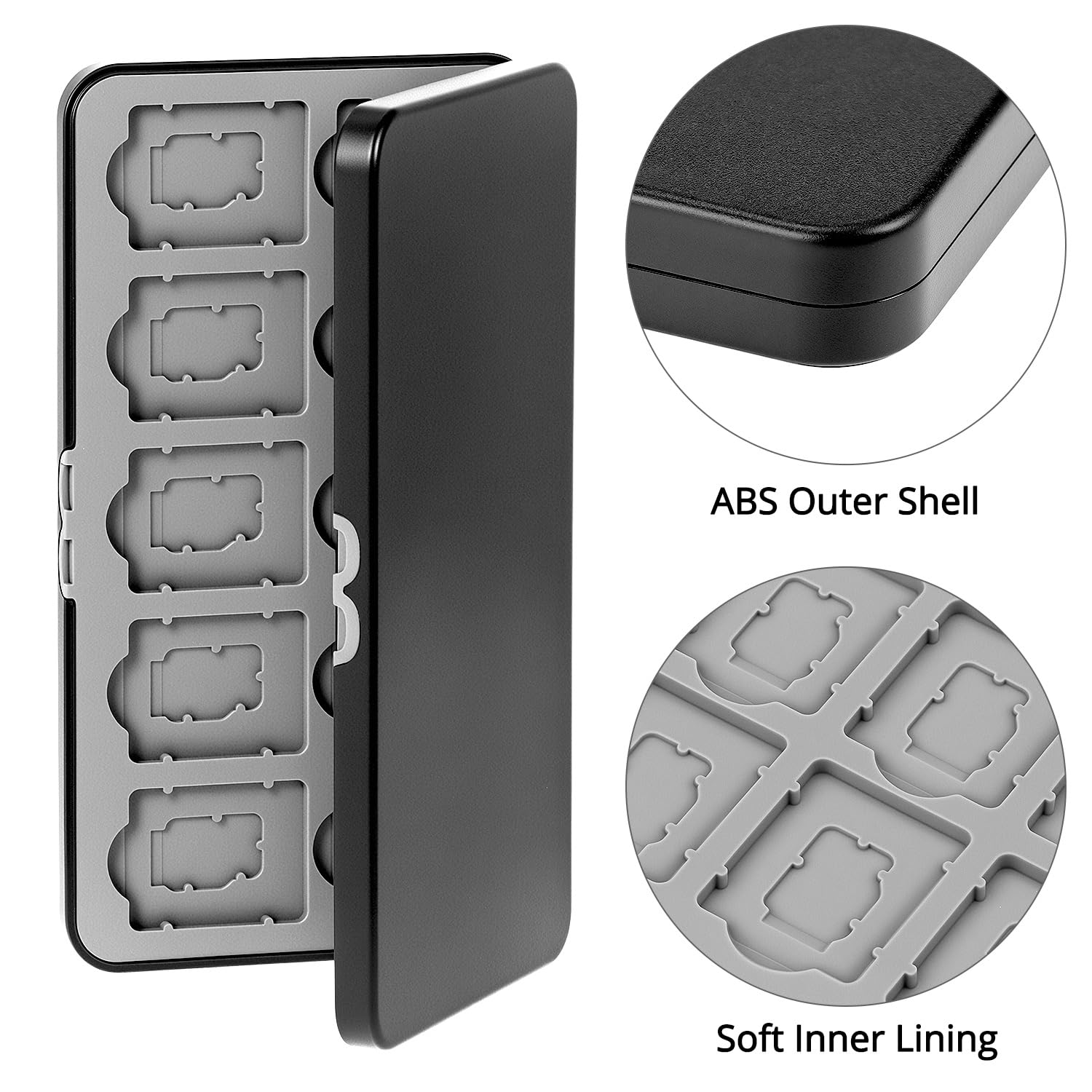 QWORK® Custodia per schede di memoria, compatibile con 20 slot per schede SD e 20 slot per schede Micro SD