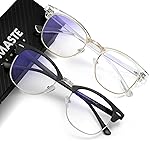 AOMASTE Blue Light Blocking Glasses Vintage Half Frame UV Clear Lens Anti Eyestrain Computer Gaming Glasses for Women Men(P56)