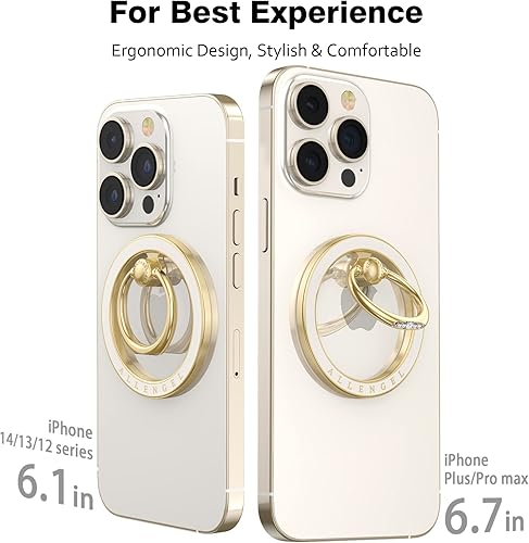 Miniatura 6 de Allengel Agarre magnético para teléfono MagSafe, soporte de anillo magnético compatible con anillo de teléfono MagSafe, soporte de dedo giratorio de