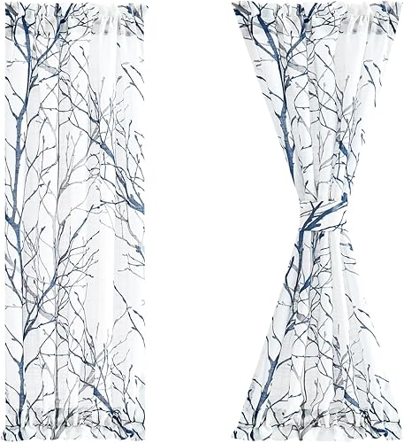 Fmfunctex - Cortinas con estampado de ramas para puerta