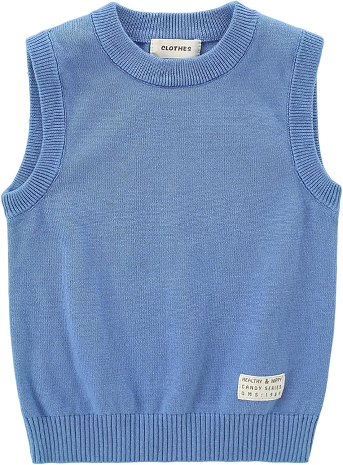 Boys Sweater Vest Crew Neck Knit Sleeveless School Pullover Tops