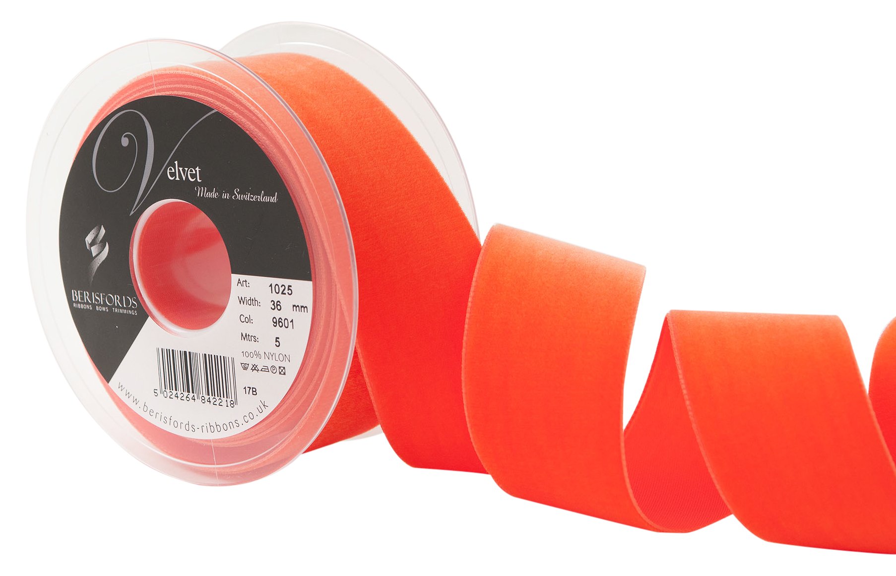 Berisfords Velvet Ribbon, Capucine, 102 x 45 x 102 cm