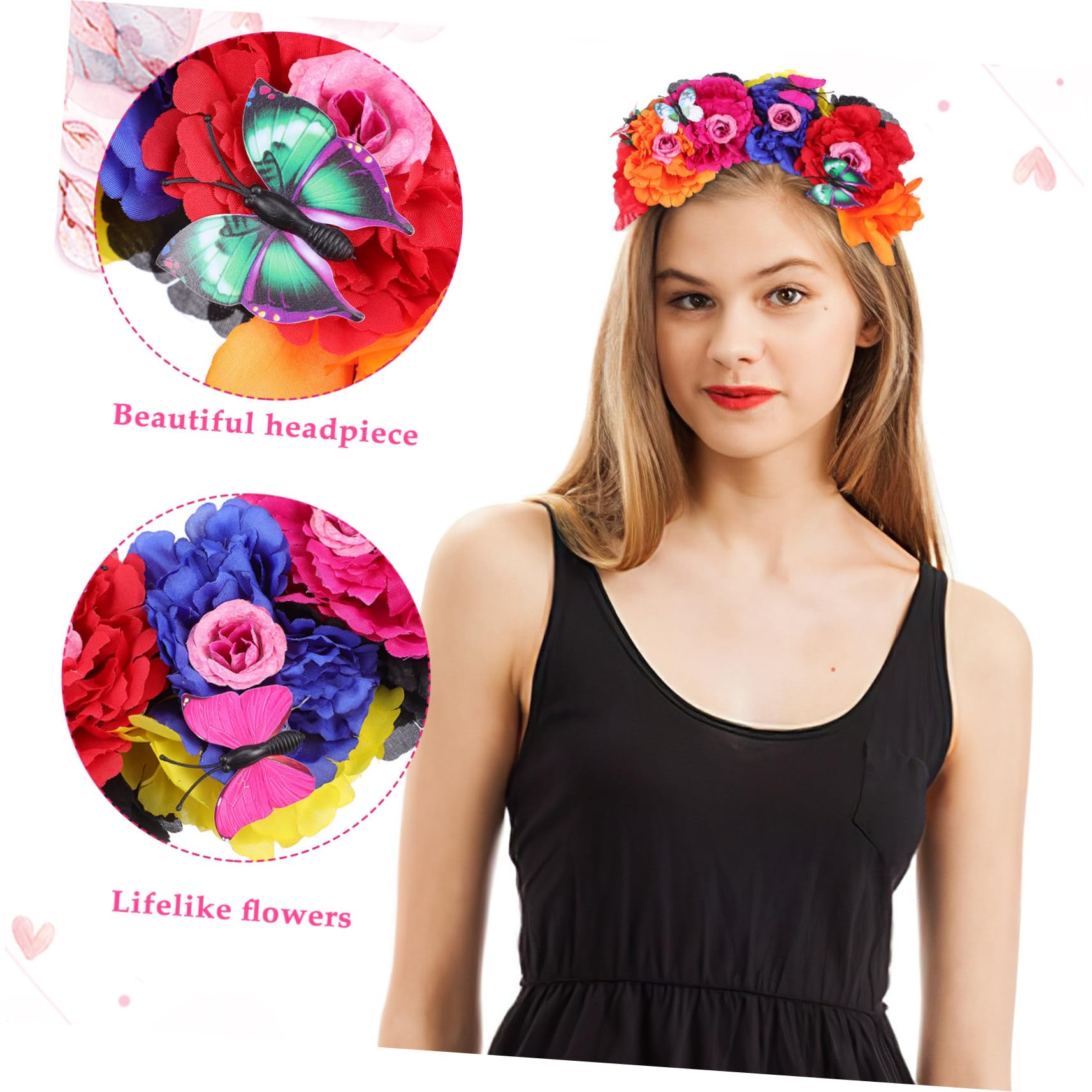 Cerchietto Floreale da Donna per Feste e Servizi Fotografici in Plastico | Stile Elegante e Delicato, Forma Ben Mantenuta, Facile da Indossare, Adatto a Occasioni Speciali